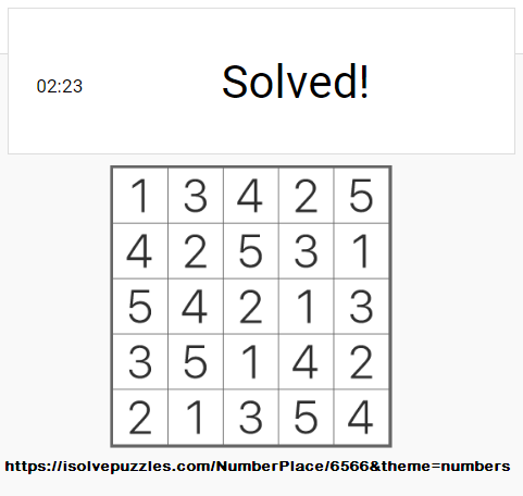csejairoalberto's tweet photo. @iSolvePuzzles #LatinSquare5x5HardSolution #LatinSquare #iSolvePuzzles @crucigramese #GimnasiaMental @YoAprendoConX #OneStepSolution #OnlineSolution @genteconvos @Genteconvos_ @zonadegenios @BinaryPuzzleNL @strimko #Enero062020 #FelizLunes #HappyMonday
Yes, I can:
One step -online- solution: https://t.co/0m2BPBkvFt