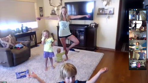 #INowUnderstand this is my new 'bar' ... teaching online barre classes from home with all three kids!