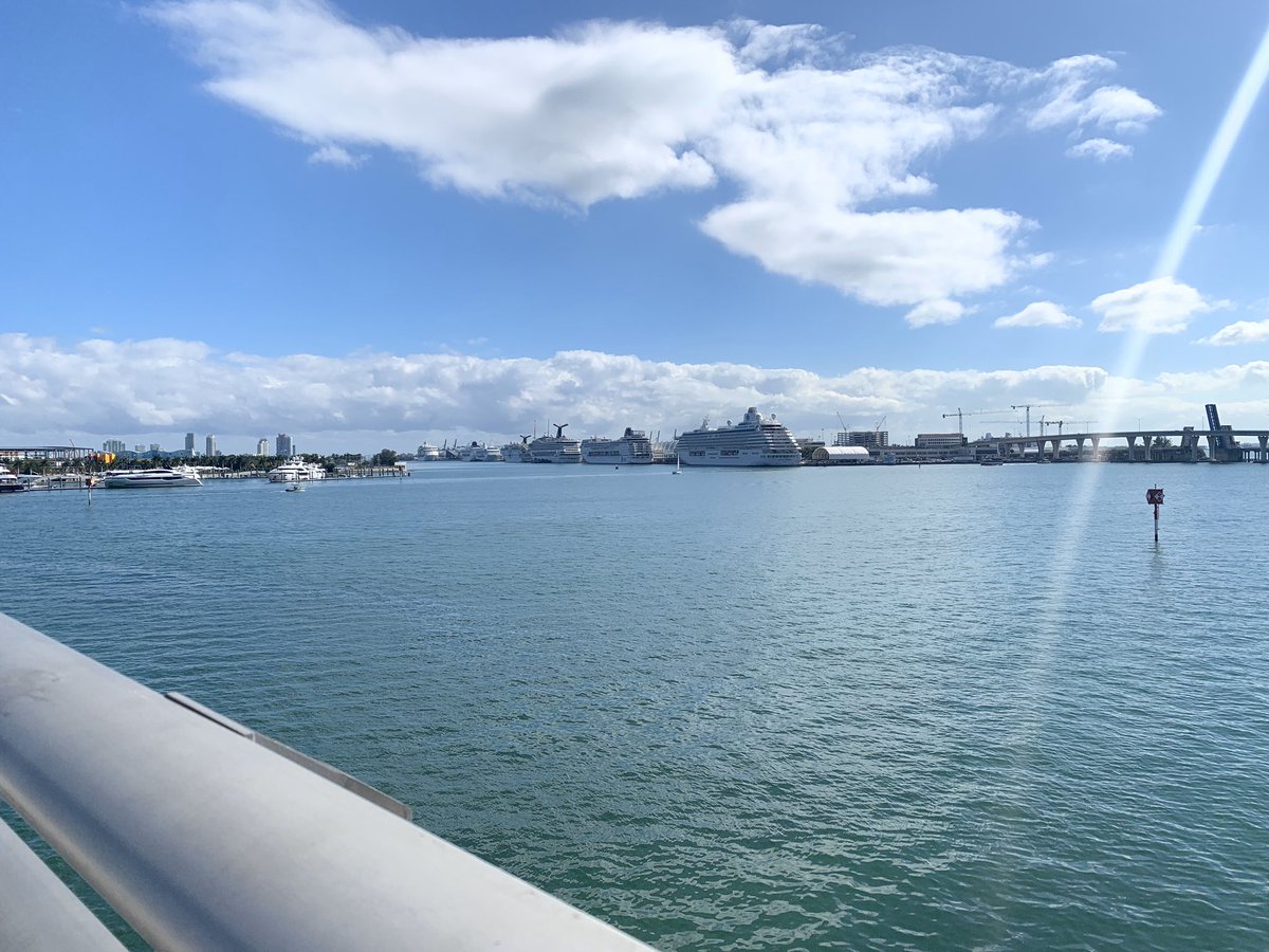 PortMiami's tweet photo. Today, first Monday of the year, the Cruise Capital of the World had a line-up of 8 amazing ships!
@CarnivalCruise  @crystalcruises @OceaniaCruises  @RoyalCaribbean @CruiseNorwegian @regentcruises @MSCCruisesUSA https://t.co/zSCt0aSJSN
