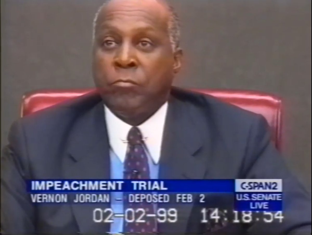As you can see quite clearly in that CSPAN video, the depositions of Lewinsky, Jordan and Blumenthal were taken over the first three days of February 1999 -- more than a month after the House voted to impeach Clinton *without* that testimony.