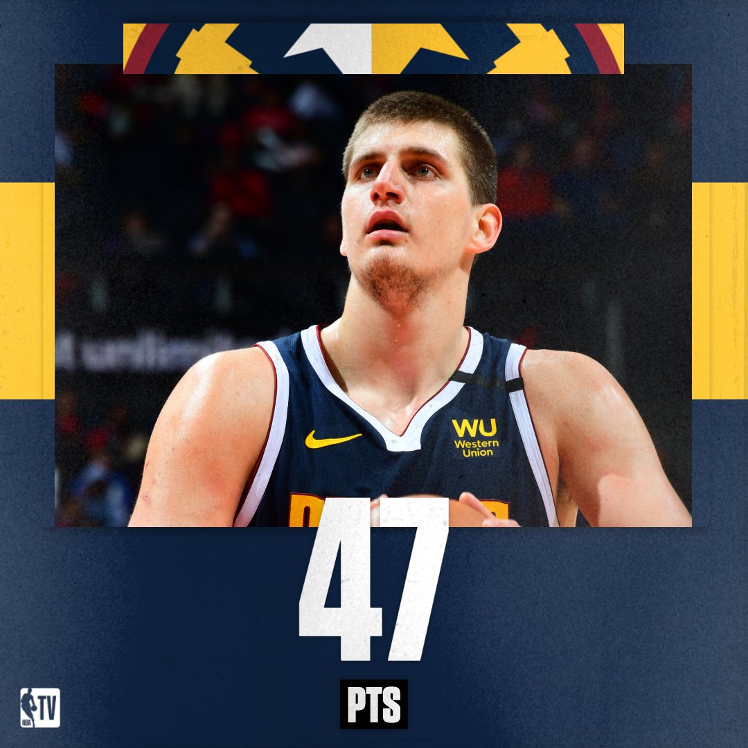 NBATV's tweet photo. Career night for Jokic! 🃏 #MileHighBasketball https://t.co/Q46WfSTbuX