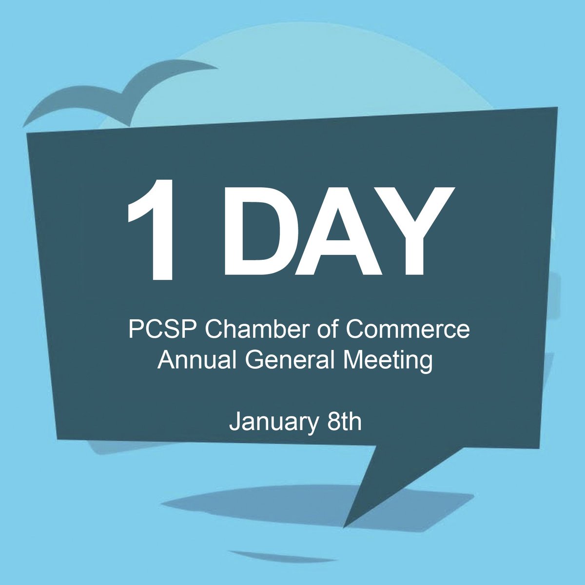Chamberpcsp's tweet photo. 1 Day until the PCSP Chamber of Commerce AGM ! 

The Annual General Meeting will take place on Jan 8, 2020 at 7:00 pm. Murray's pond Fishing Club. 

We are thrilled to speak with all the current and future members of the chamber about the exciting year ahead! https://t.co/sPzlsBJ0jI