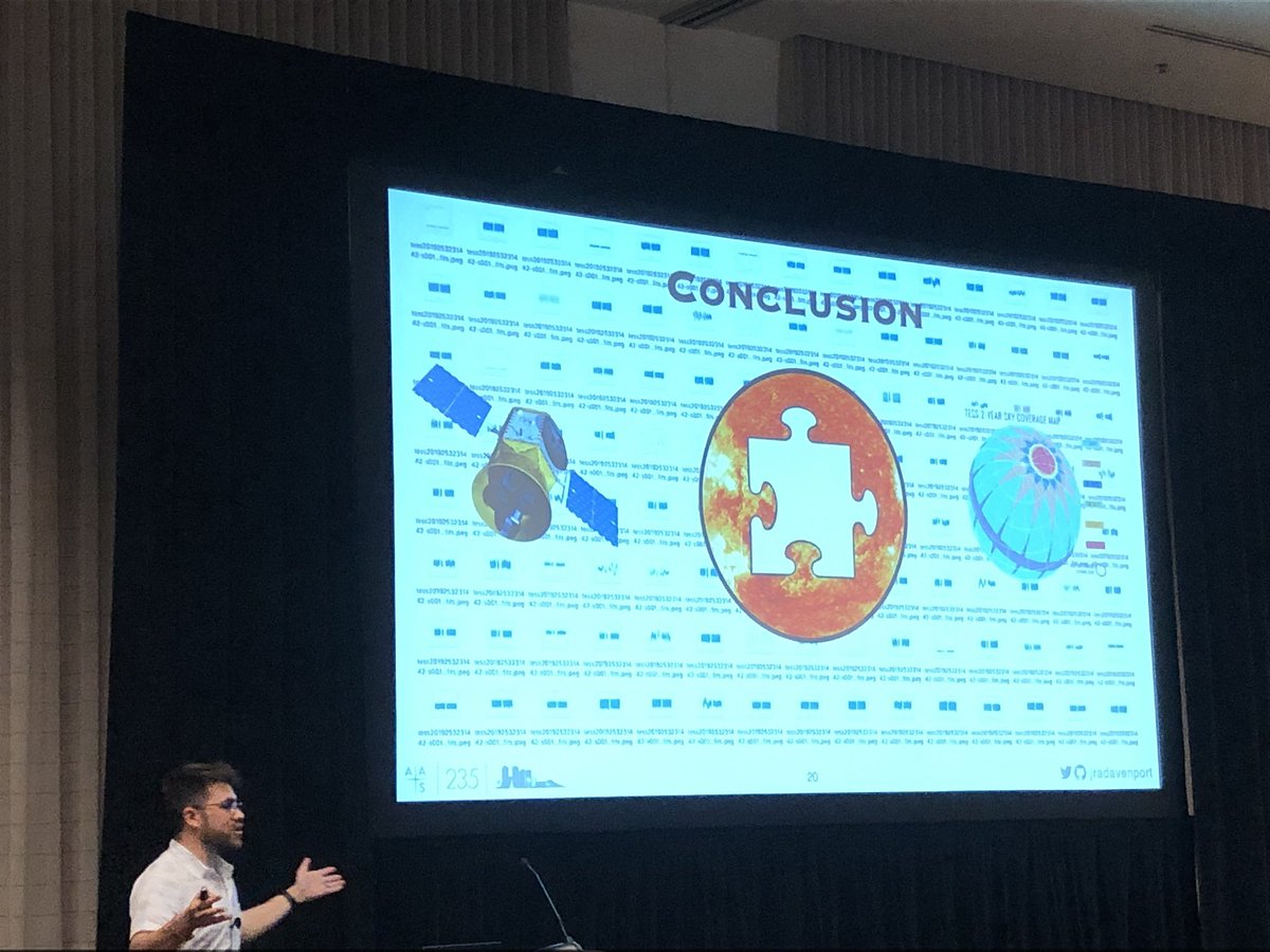 When @NASA_TESS searches for new exoplanets, it is actually studying stars too! James Davenport discussed the variety of stellar astrophysics we can learn about from @NASA_TESS. #AAS235