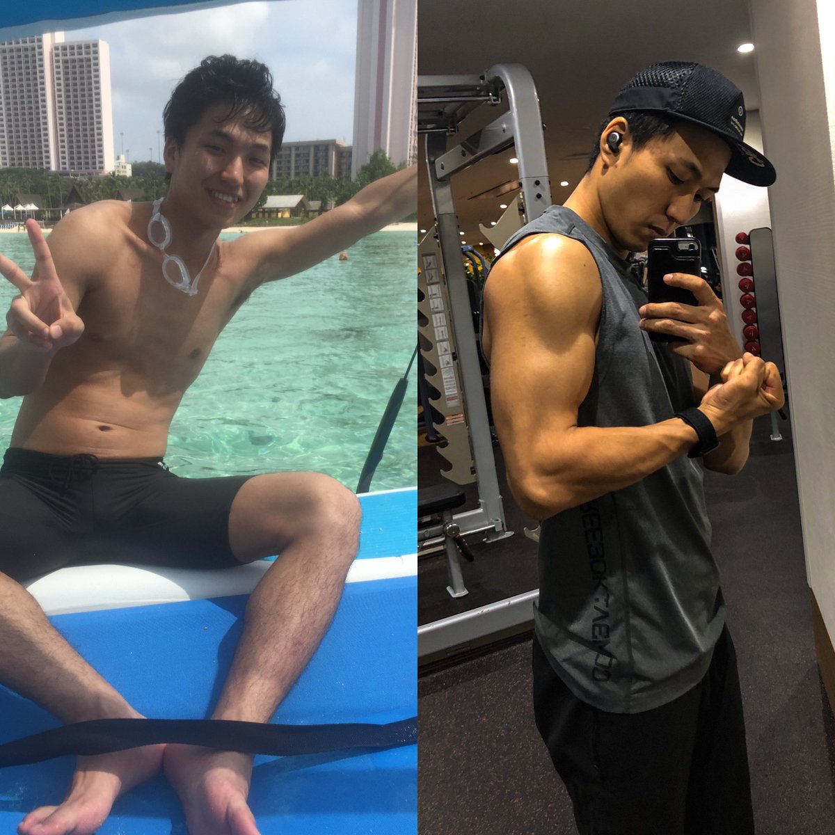 Rockysaito361's tweet image. ジムに行かなくても筋トレはできる。

BODYBOSSと腹筋ローラーで1年でここまでは変わります。ジムに行ったのは数回だけどライティングが良くてパシャり。笑　

#BODYBOSS
#宅トレ
#ビフォーアフター