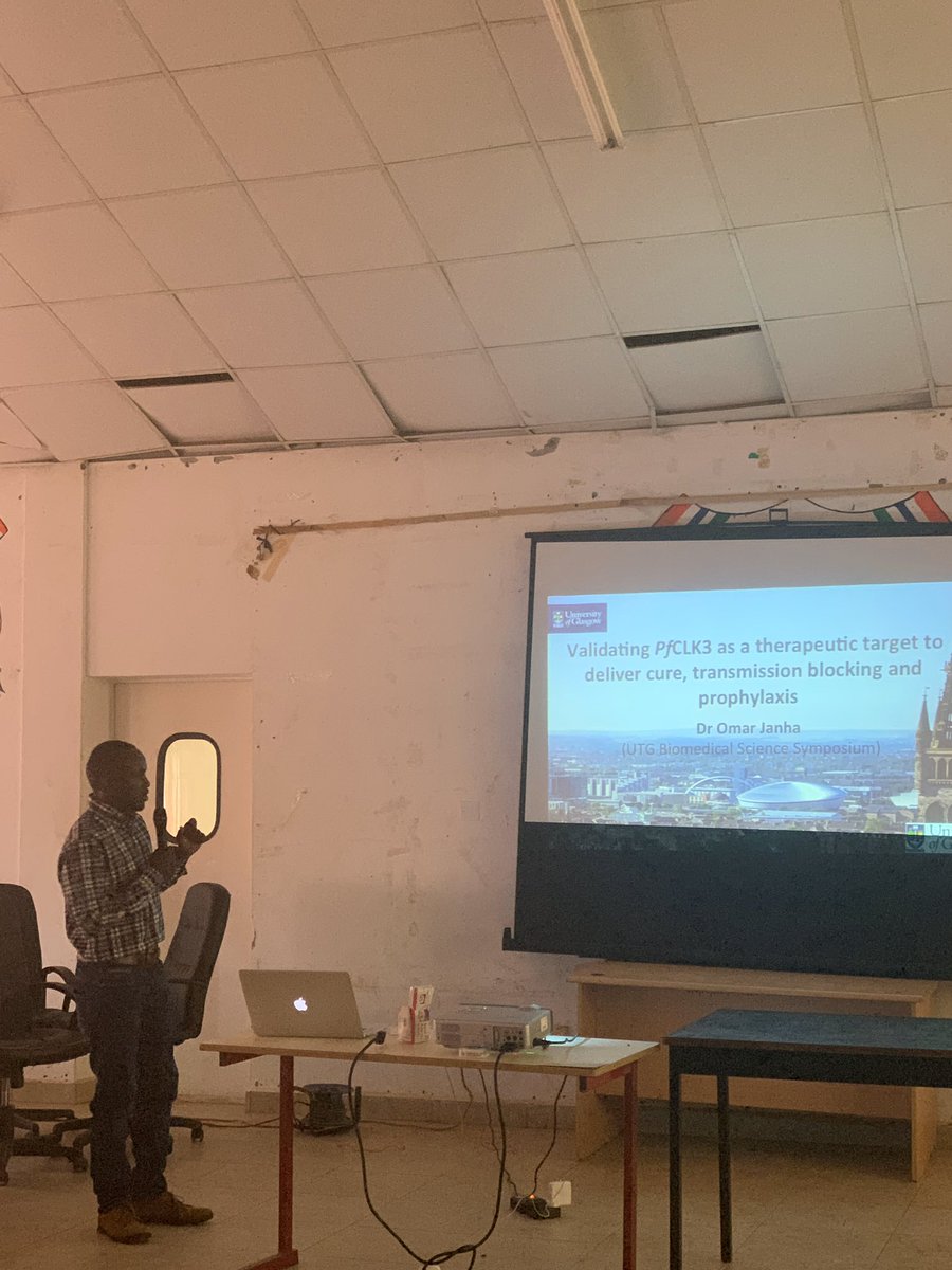 #HealthScience4Gam Dr.  @omar_janha talks about his PhD research on identifying drug targets for Malaria which he published last year in @sciencemagazine !  #BiomedicalSciences symposium #AfricanScientist #GambianScientist #SecuringOurFuture