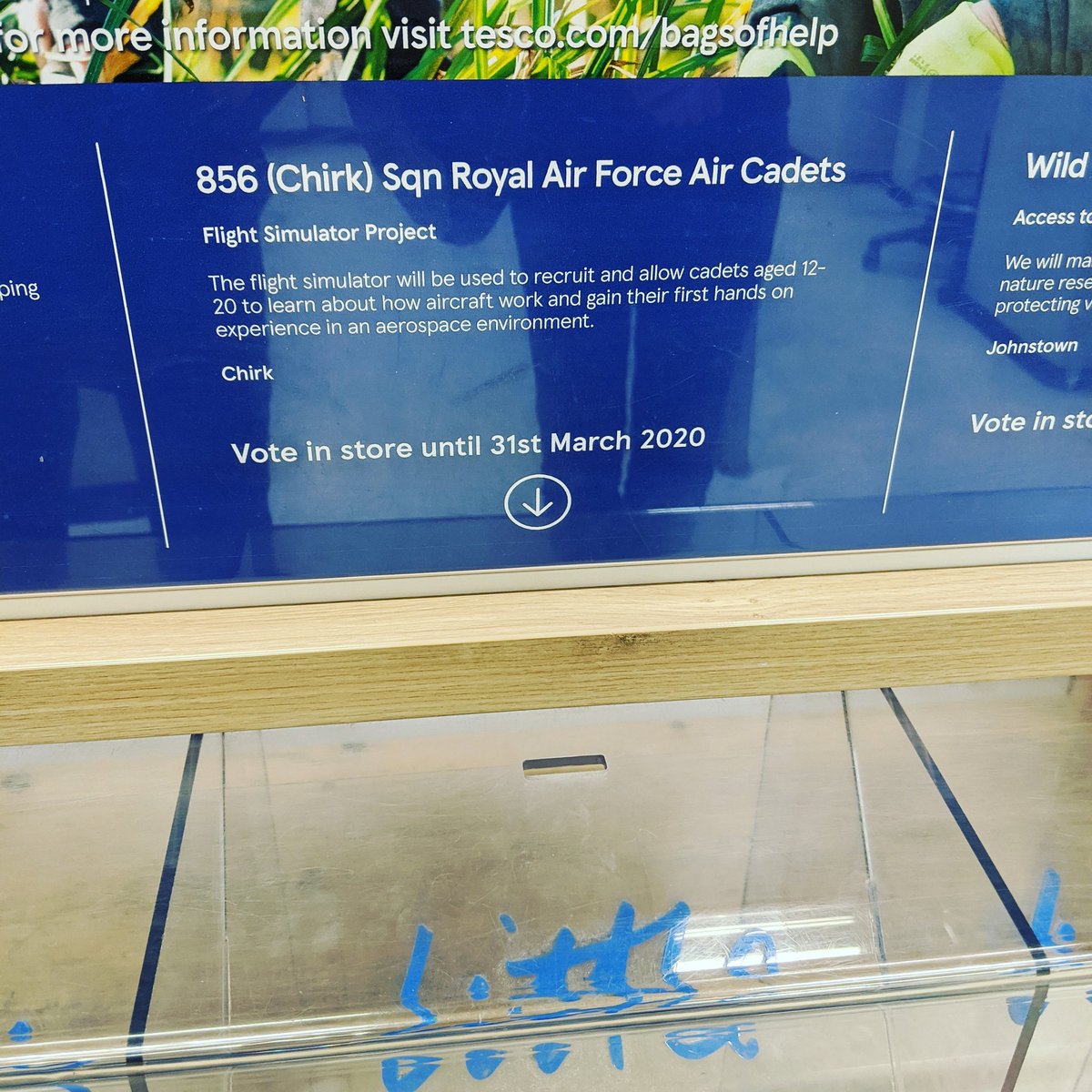 Going to <a href="/tescocefnmawr/">Tesco Cefn Mawr</a> anytime soon? Then lookout for our slot in the 'Bags of Help' box!

We're raising funds for a flight simulator. This will enable cadets to practice their theory and to familiarise themselves with controls before flying! 
#aircadets #whatwedo #bagsofhelp