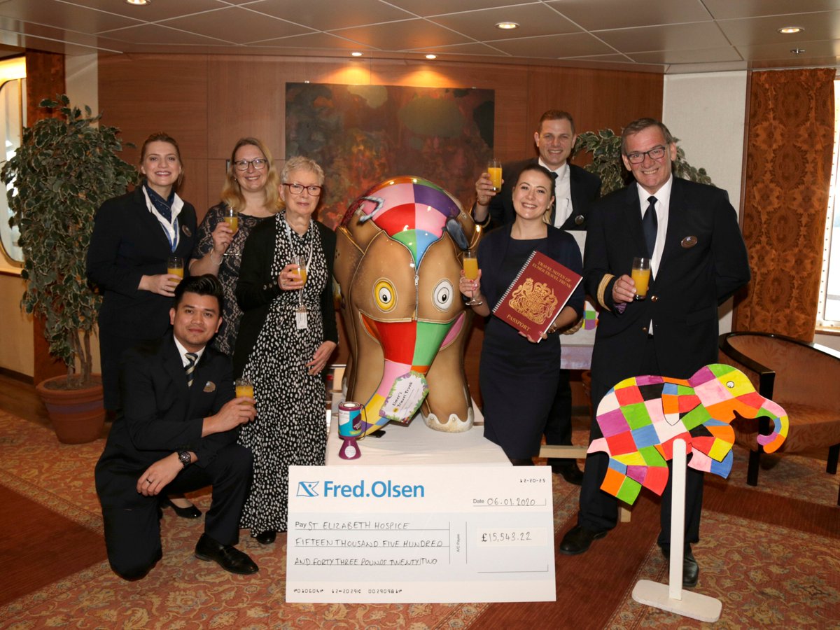 Bon voyage! Our very own Elmer Travel Trunk has set sail on a 70-night adventure to #SouthAmerica to raise further awareness of @StElizabethHosp - following a presentation of over £15,000 to the cause! Follow his travels using #ElmerstravelswithFred bit.ly/35utSu4