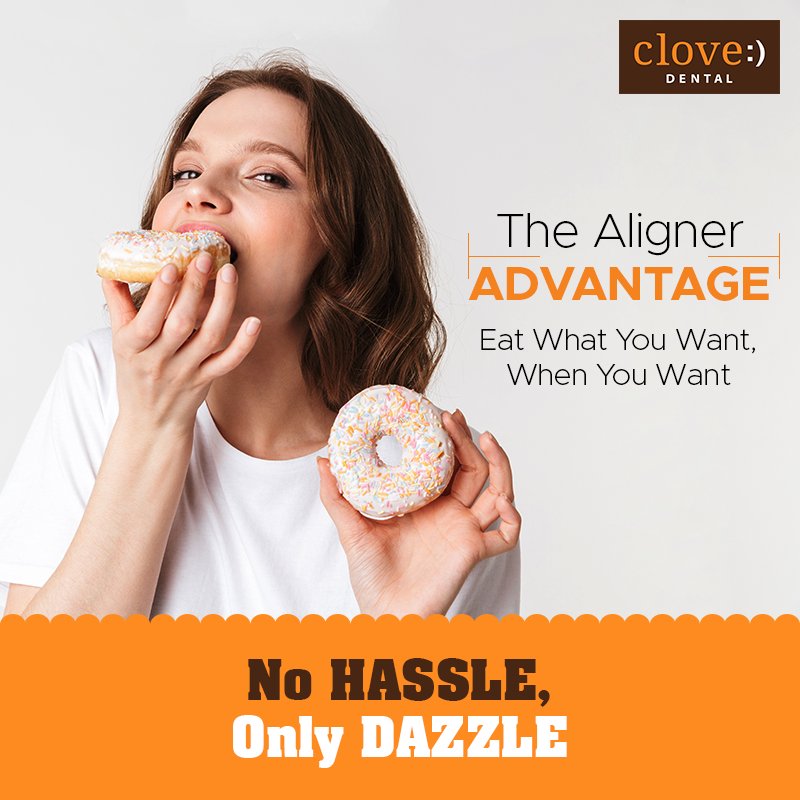 Compared to traditional #Braces, Clove #Aligners are custom made, allows one to eat & drink anything, are removable & more importantly invisible!

This 2020, get #TheAlignerAdvantage at your nearest @Clove_Dental clinic & continue to #LoveYourTeeth.

 #CloveCares #InvisiBraces