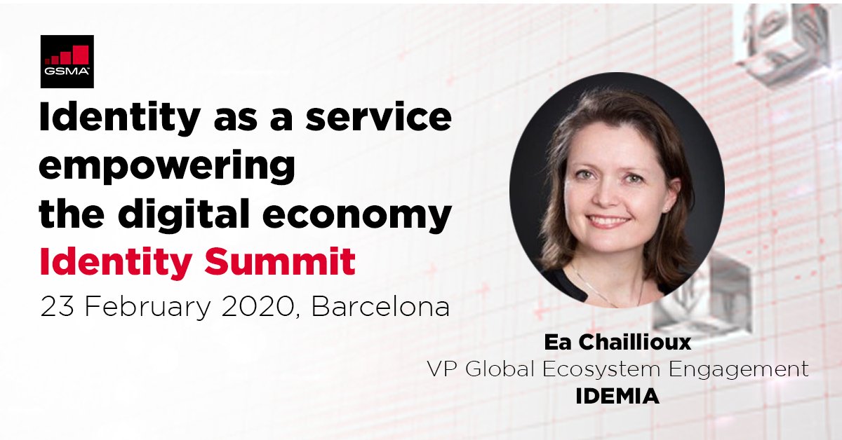 During MWC Barcelona 2020, Ea Chaillioux, @IdemiaGroup, will discuss why #identity is becoming a universal and vital credential to enable movements and interactions. Register today and save your place: gsma.at/36virn7 #MWC20