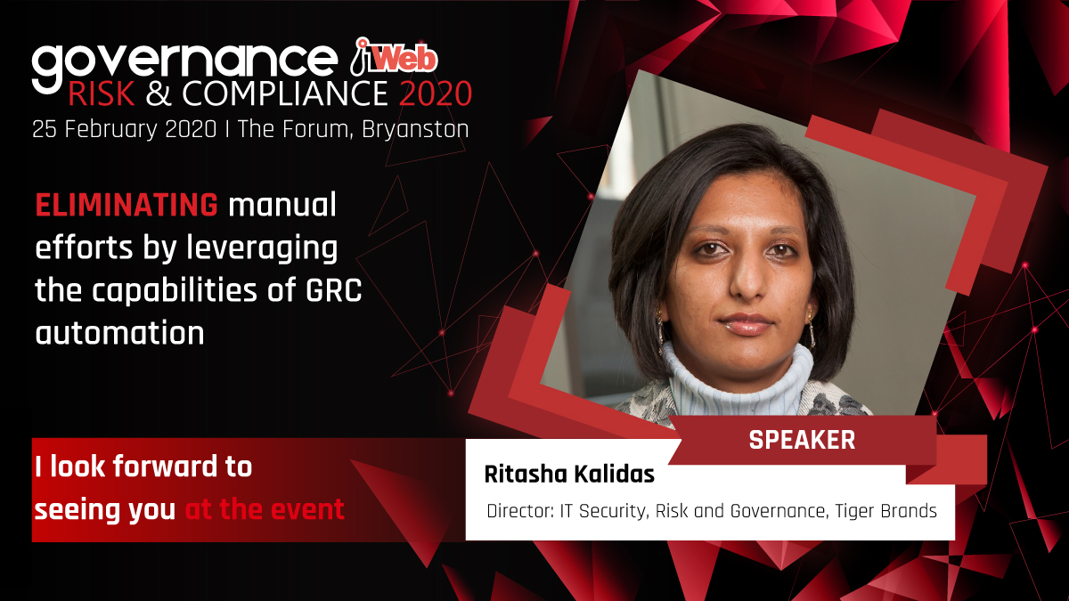 ITWeb_Events's tweet image. Commence the New Year on a high note by registering for the #ITWebGRC2020 conference. To find out more about the event and speakers such as Ritasha Kalidas from Tiger Brands, follow this link: bit.ly/352nhYf