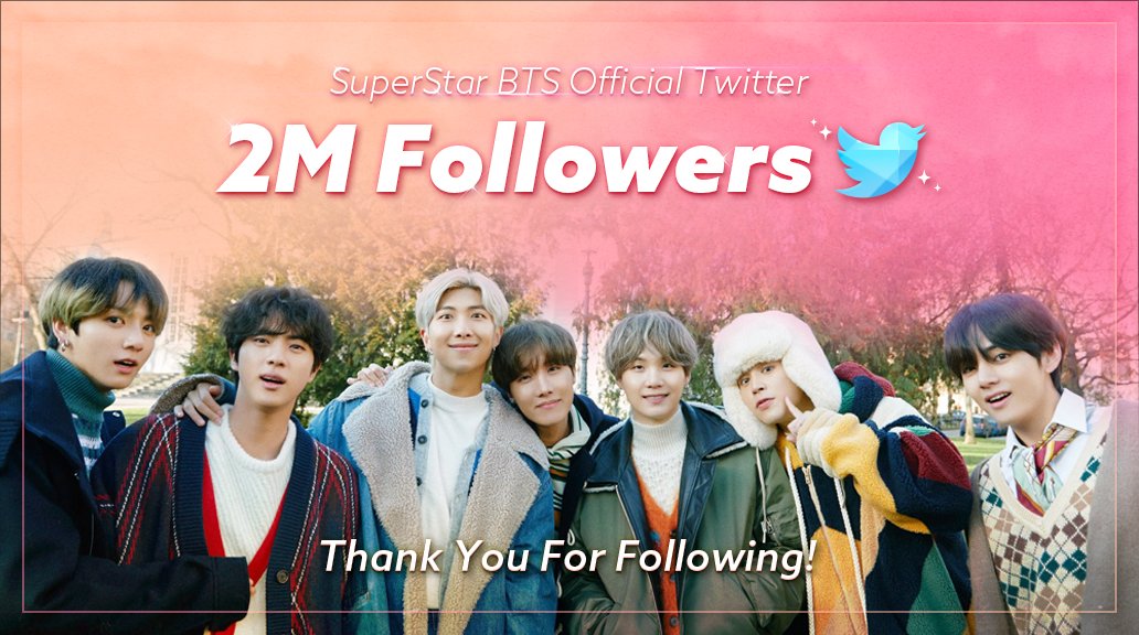 #SuperStarBTS Official Twitter 2M Followers!
Thank You So Much! Always stay with us!
Check your message inbox right now!
지금 바로 우편함을 확인하세요 ( •̀‧̫•᷄ ) 훗✧