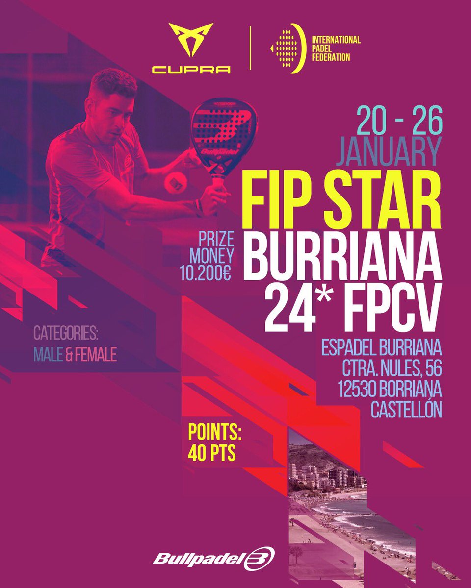2020 season begins with a FIP STAR in Burriana, Spain.  The battle begins to be in the best ranking in the world 🌍 
.
#sport #padel #Ranking #together #community #bullpadel #cupra #newera