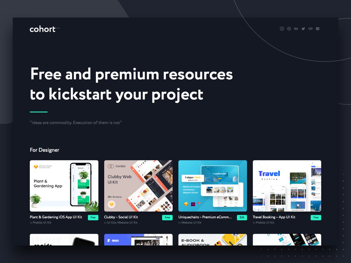 cohortwork's tweet photo. https://t.co/PEZB2G710W - Free and premium resources to kickstart your project #freebies #sketch #figma #adobexd https://t.co/MKQGPi68d4