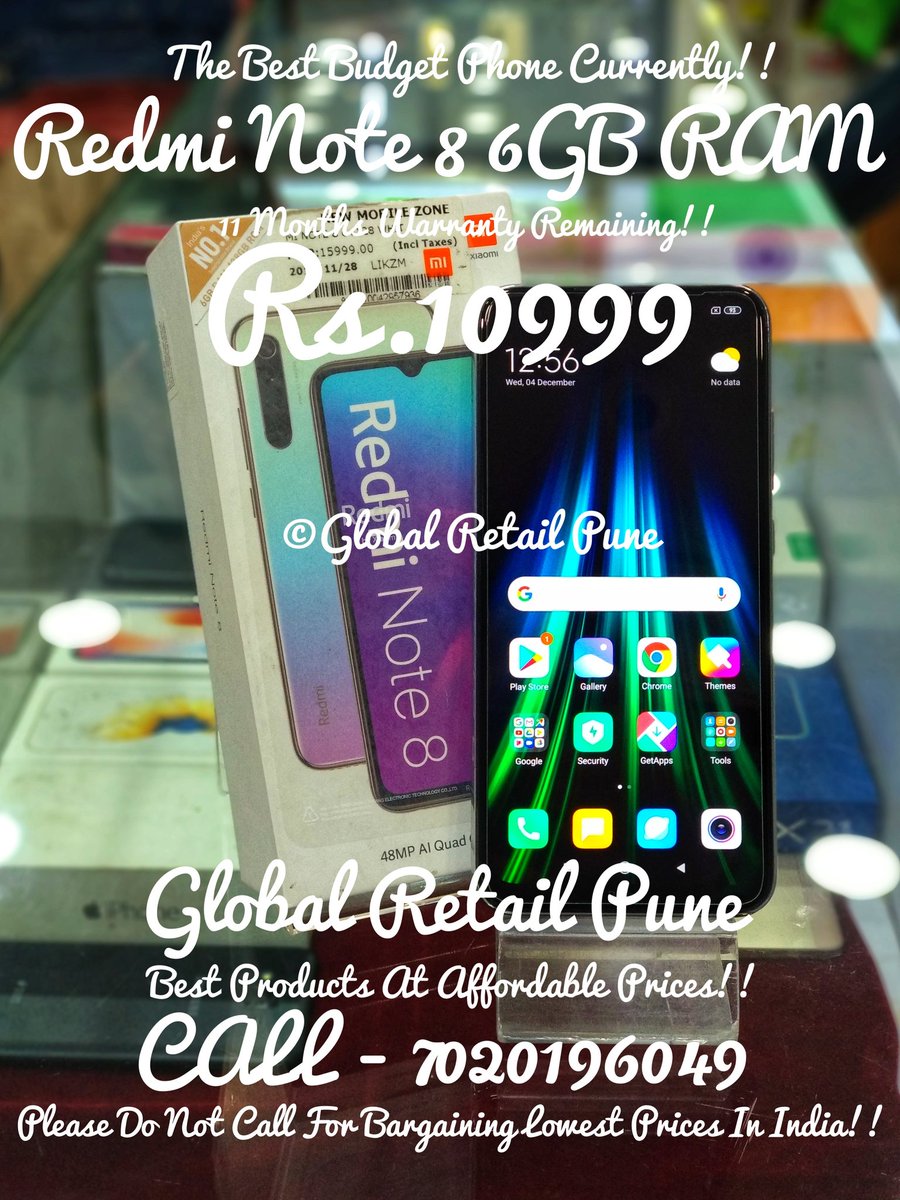 Mi Xiaomi Redmi Note 8 6GB 128GB : The Best Budget Mi Phone Currently!! ❤️🙏

#redminote8 #note8 #minote8 #redminote8camera #mifamilia #mifan #miindia #miindiaofficial #mifans #mifamily #mi #xiaomifans #xiaomi #xiaomifamily #pune #punekar #globalretailpune #buybackmart #mobile