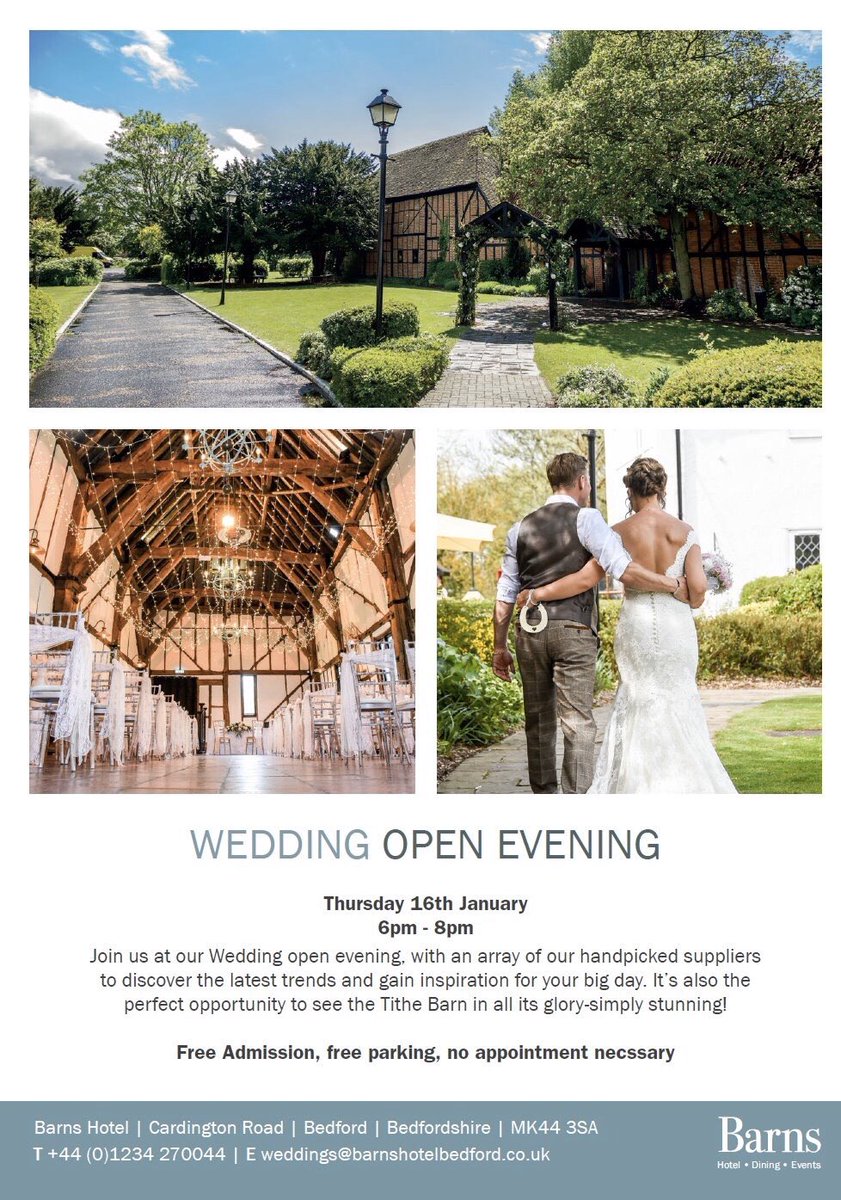 Looking for a wedding venue? 

Then make sure you pop along to our wedding open evening next Thursday between 6-8pm! 🥂 

#weddingopenevening #weddingvenue #barnweddingvenue #bedfordweddingvenue #bedford #bedfordshire #openevening #barnwedding