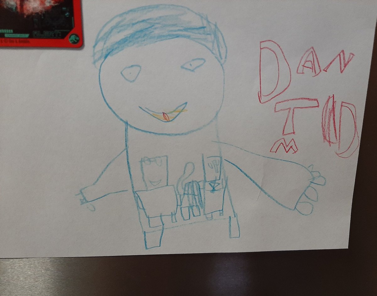 jodz81's tweet photo. My 6 year olds portrait of @dantdm 😂 https://t.co/B9xPbG2WmI