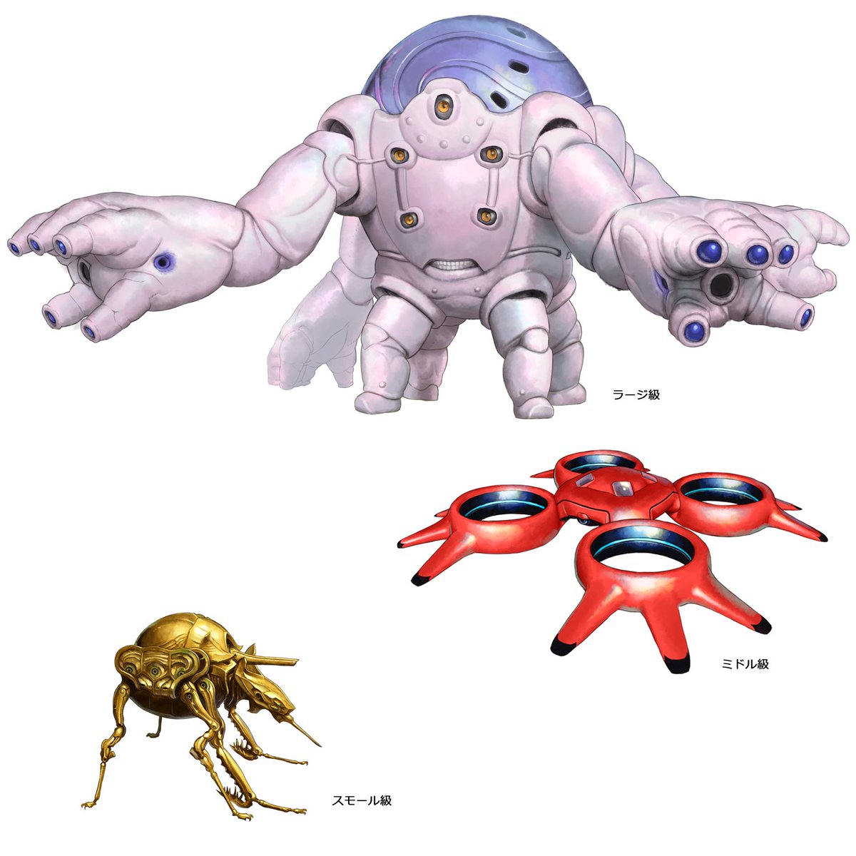 二川二水 アサルトリリィ原作公式 リリィと人類の敵 ヒュージはサイズによって等級分けされています アルトラ ギガント ラージ ミドル スモールとなります アルトラ級はヒュージの巣の女王蜂のような存在でなかなか見つけられませんし 討伐も難しい