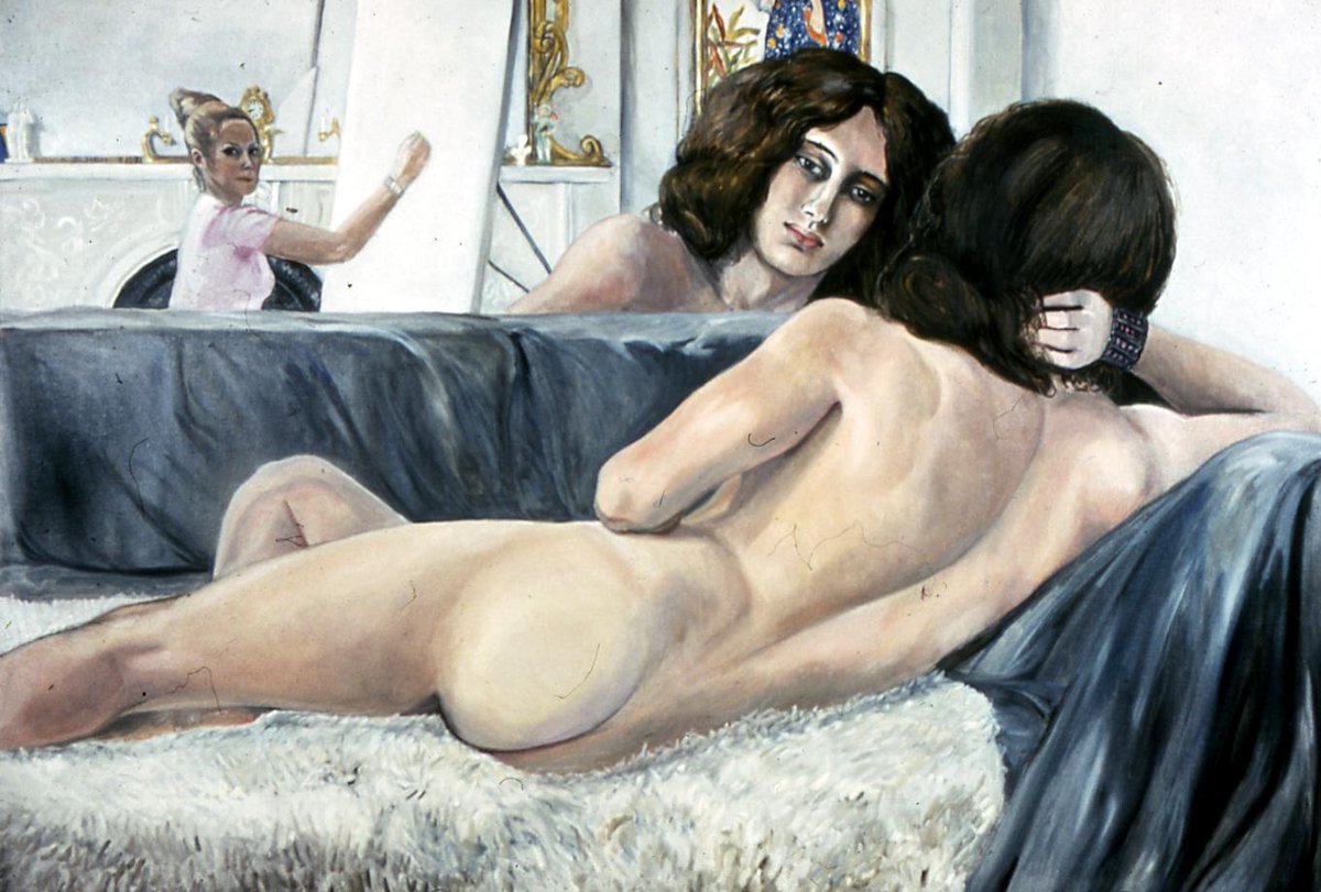 Philip Golub Reclining, 1971 by Sylvia Sleigh, who, depicting herself painting her nude male muse, challenged established gendered power relations between artist and model #women