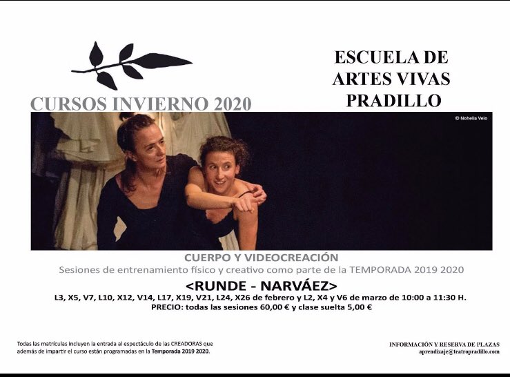 Venirse #tallerdanza el mes de febrero <a href="/TeatroPradillo/">Teatro Pradillo</a> #Entretenimiento 
<a href="/Monica_Runde/">MRunde</a>