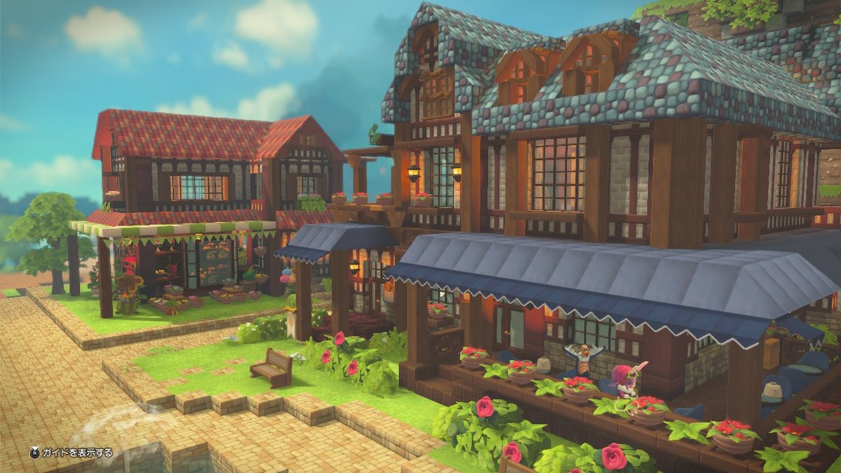 numa_ninten's tweet photo. この前の駅前マルシェの向かいは宿屋兼カフェ！駅利用者の待ち合わせとかに使われてる設定(^v^) #DQB2 #dqb2 #NintendoSwitch https://t.co/S3dZf0x7YX