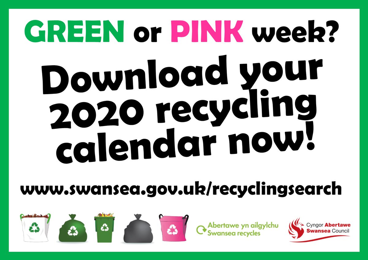 Swansea Recycles ♻ (@recycle4swansea) on Twitter photo Download your 2020 recycling calendar now from swansea.gov.uk/recyclingsearch
Printed copies are also available to collect from Libraries & Housing Offices.
<a href="/SwanseaCouncil/">Swansea Council</a>
<a href="/Discovermore/">Swansea Libraries</a>
@Gwaliatweets
@CoastalHousing
<a href="/ToniaAntoniazzi/">Tonia Antoniazzi</a>
<a href="/MikeHedgesAM/">Mike Hedges</a>
@RebeccaEvansAM
@JulieJamesAM Download your 2020 recycling calendar now from swansea.gov.uk/recyclingsearch
Printed copies are also available to collect from Libraries & Housing Offices.
<a href="/SwanseaCouncil/">Swansea Council</a>
<a href="/Discovermore/">Swansea Libraries</a>
@Gwaliatweets
@CoastalHousing
<a href="/ToniaAntoniazzi/">Tonia Antoniazzi</a>
<a href="/MikeHedgesAM/">Mike Hedges</a>
@RebeccaEvansAM
@JulieJamesAM