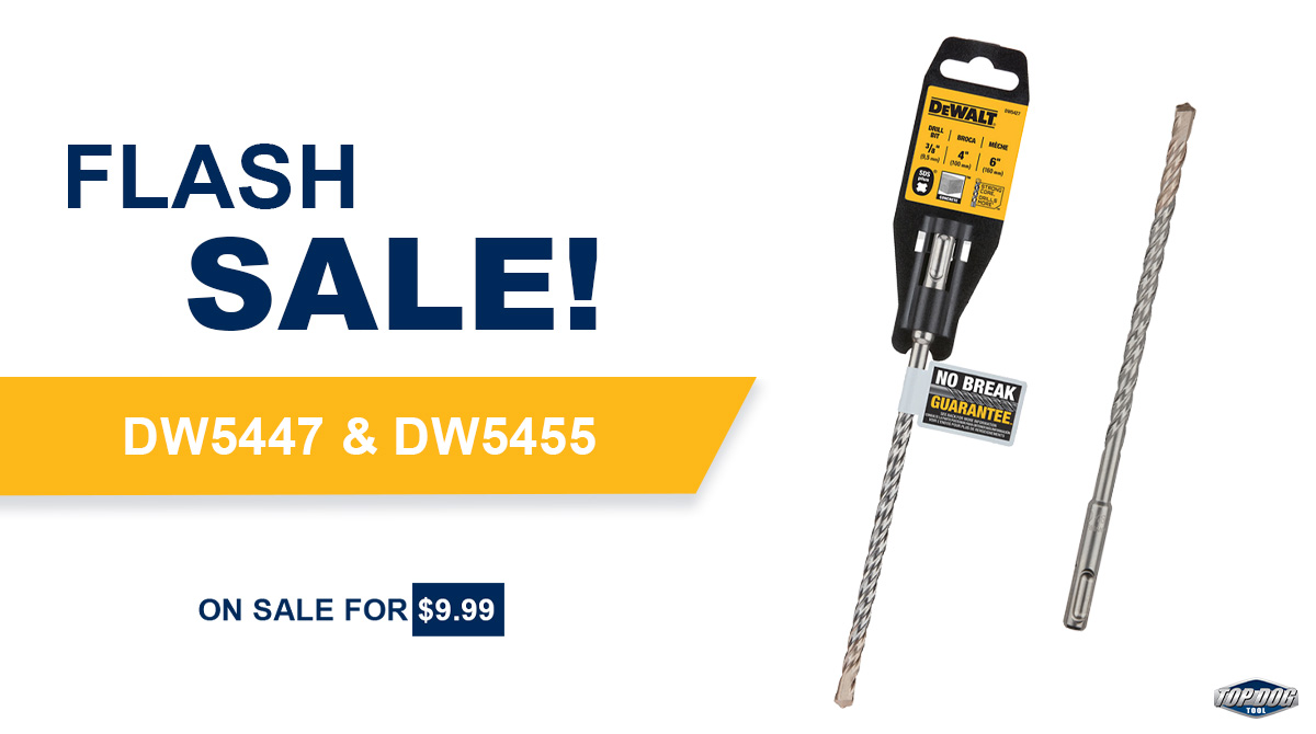 TopDogTool's tweet image. Don't miss out on this amazing #sale on #Dewalt DW5455 and DW5447- SDS Plus® Rock Carbide #hammer #construction bits for #concrete drilling! 

Shop with us today at #TopDogTool by clicking this link: topdogtool.com/product/dewalt…