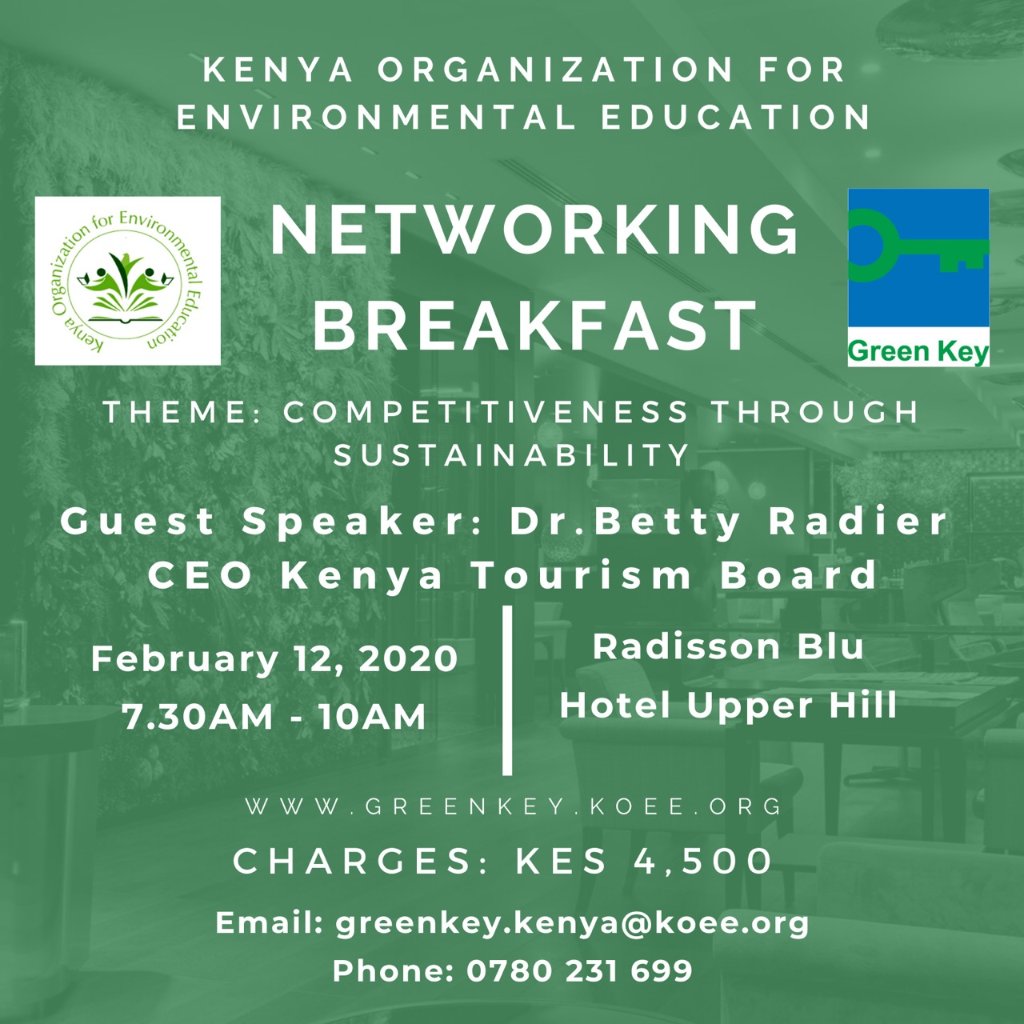 koeeorg's tweet photo. Save the date! Join us on 12th February for insights on how to make your establishment more competitive. Contact us for information on payment options.#networkingbreakfast #greenkeykenya @magicalkenya @TRA_ke @Min_TourismKE @aabradier @NemaKenya @koeeorg @KAHC_Kenya @KTF_Kenya https://t.co/dPwVVsM6y5