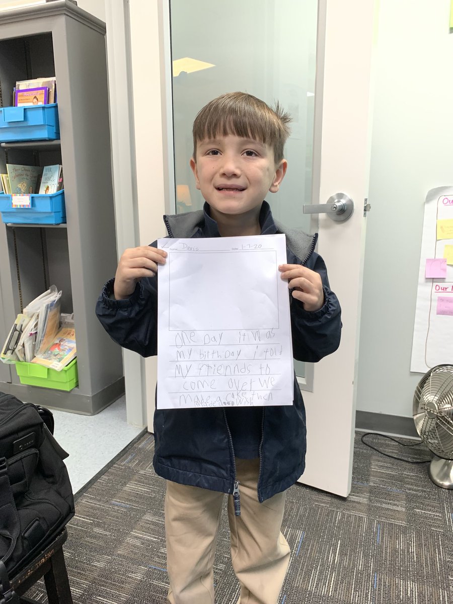 JoeMills9's tweet photo. Why Brookstone? Even our youngest writers are confident and eager to share their writing with others! I’ve enjoyed a parade of Mrs. Hill’s students coming to share their “wish” stories w/ me this morning! #BrookstonesLS @BrkstoneCougars #WhyBrookstone? #collabclassroom https://t.co/2JOUpTAdnM