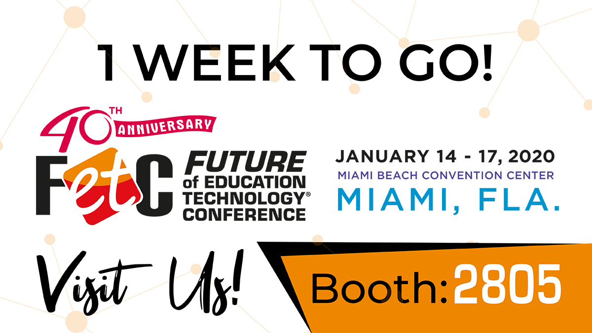 Only 1 week to go! 
Visit us on booth: 2805 to see the latest in #edtech at FETC next week. #edtechchat #FETC #Miami #EducationUSA