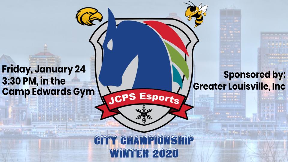 JCPSEsports's tweet image. We are so excited to announce that on Jan. 24, we will be hosting the first EVER JCPS Esports City Championship at Camp Edwards! Admission is FREE and our two Fall 2019 competitors, @ShawneeAcademy and @loucentralsport will compete for a trophy sponsored by @GLIchamber! #JCPSIT3