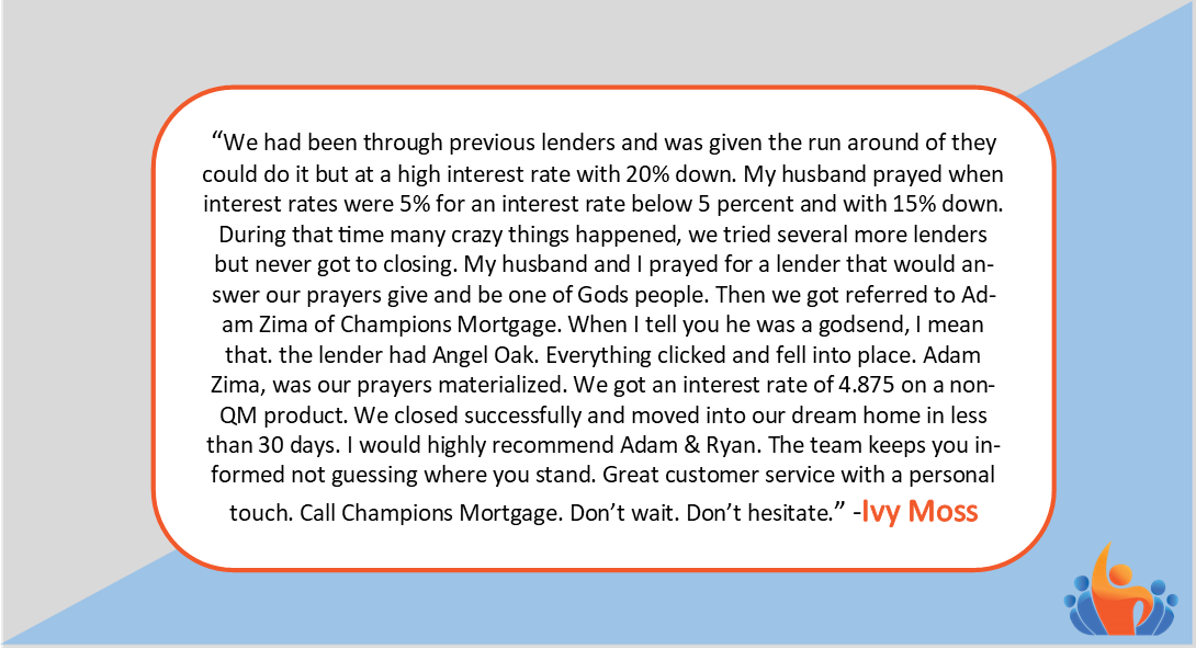 ChampMortgage's tweet photo. Thank you Ivy for your kind words and for trusting the Champions Mortgage team!⁣ #TurningDreamsIntoReality
⁣⁣⁣⁣⁣⁣⁣⁣⁣
#ChampionsMortgage #FiveStarReview #AChampionsReview #YourMortgageExperts #YourLenderForLife #ChampionsAdvantage https://t.co/w6ZkzMOBQn