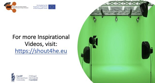SHOUT4HE's tweet photo. Focus has now been placed on recording and producing Pedagogical Practice Videos (PPV’s).

Here is a preview of a PPV produced at @cardiffmet @cardiffmetcse looking at the use of Green Screens and Stop-Motion Animation!

@ErasmusPlus #OER #OEP #SHOUT4HE https://t.co/GAt3kzN4XO