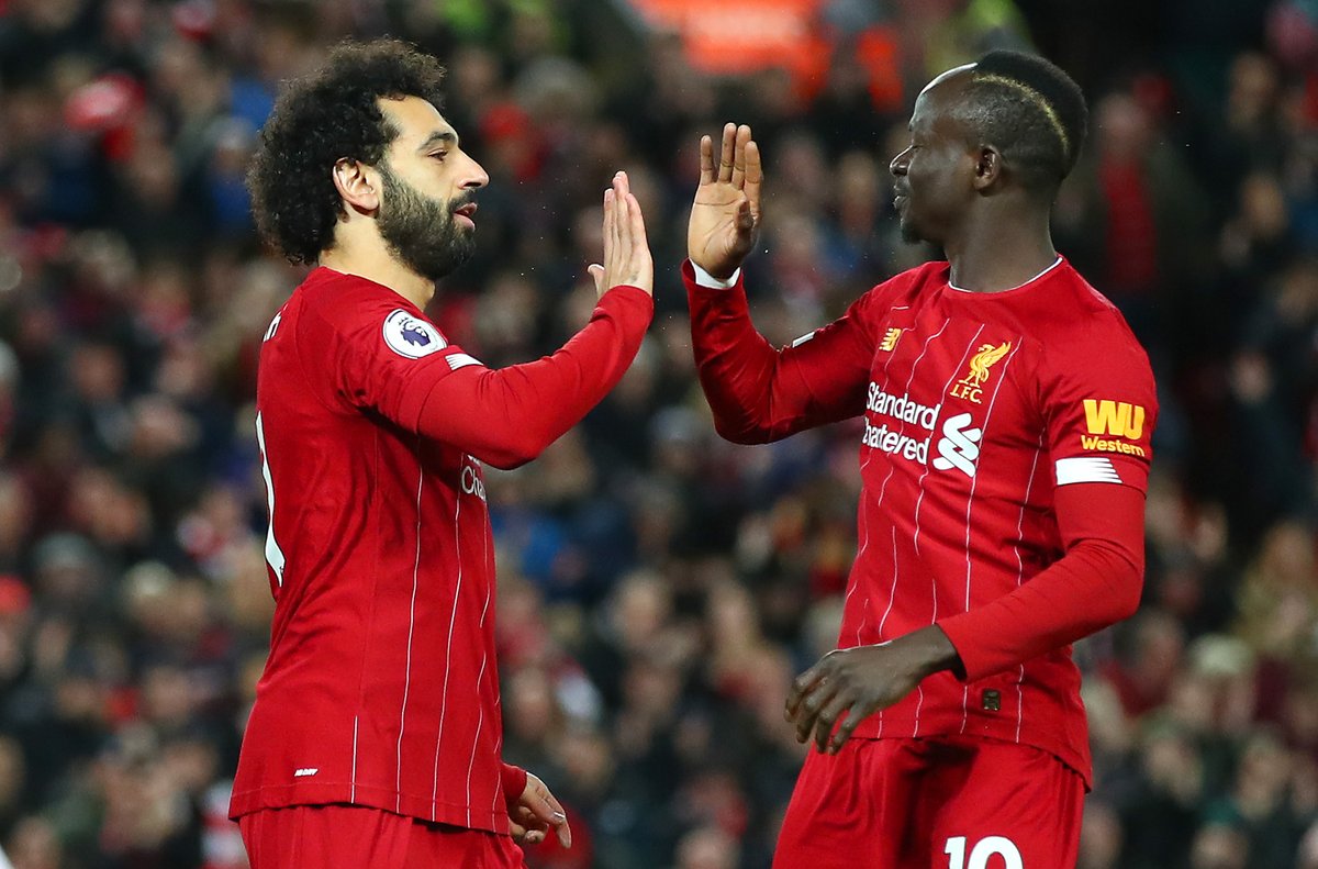 LFC's tweet image. Good luck to #SadioMane and #MoSalah at tonight's #CAFAwards2019 ✨🔴
