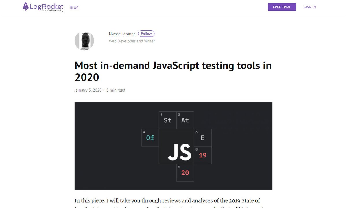 Devcide1's tweet image. Most in-demand JavaScript testing tools in 2020
#retentionrate #projects #githubdata #jest #framework #development
via blog.logrocket.com
☛ amp.gs/D7j8