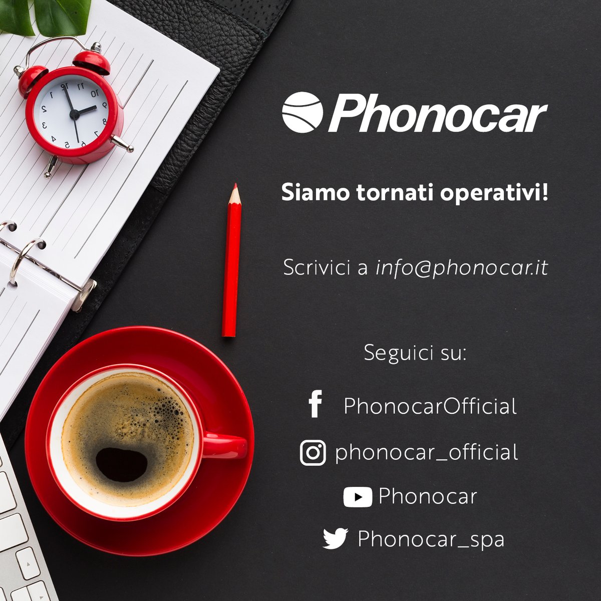 Le feste sono finite e siamo tornati in ufficio con tante idee e nuovi progetti da realizzare con entusiasmo e grinta!
Seguici sui nostri social per scoprire tutte le novità dedicate al car entertainment e alla personalizzazione dell'auto!🤩🚗😀💡📌🔜🔛🔈▶️
#phonocar