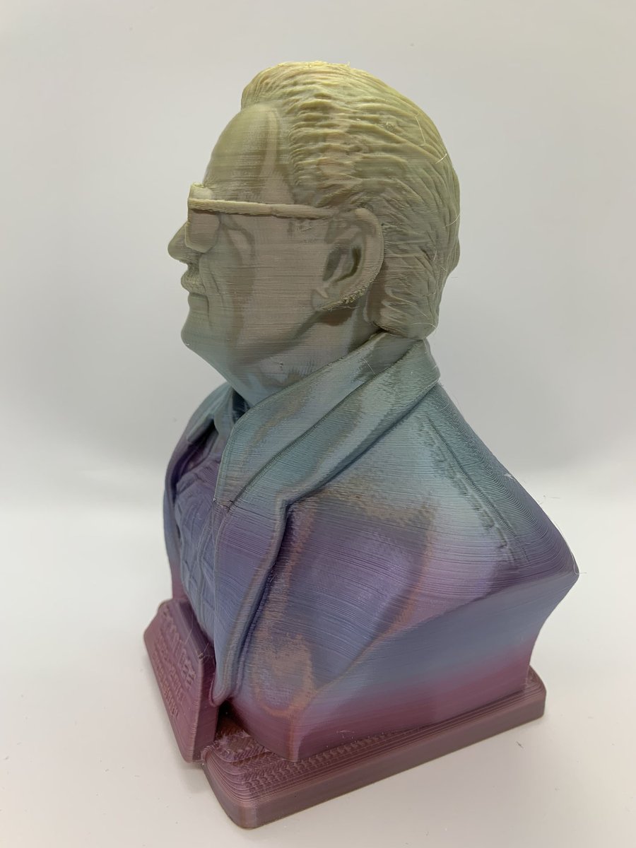 TTYT3D's tweet photo. Here is the Rainbow  #SilkPLA #Filament isn’t that shiny?!?  Stan Lee never looked so silky! #StanLee #3dprintingindustry  #3Dprinted #3dprinter  #3Dprinting #Marvel #Spiderman #TheAvengers #Thanos https://t.co/CXpJAkVNE8
