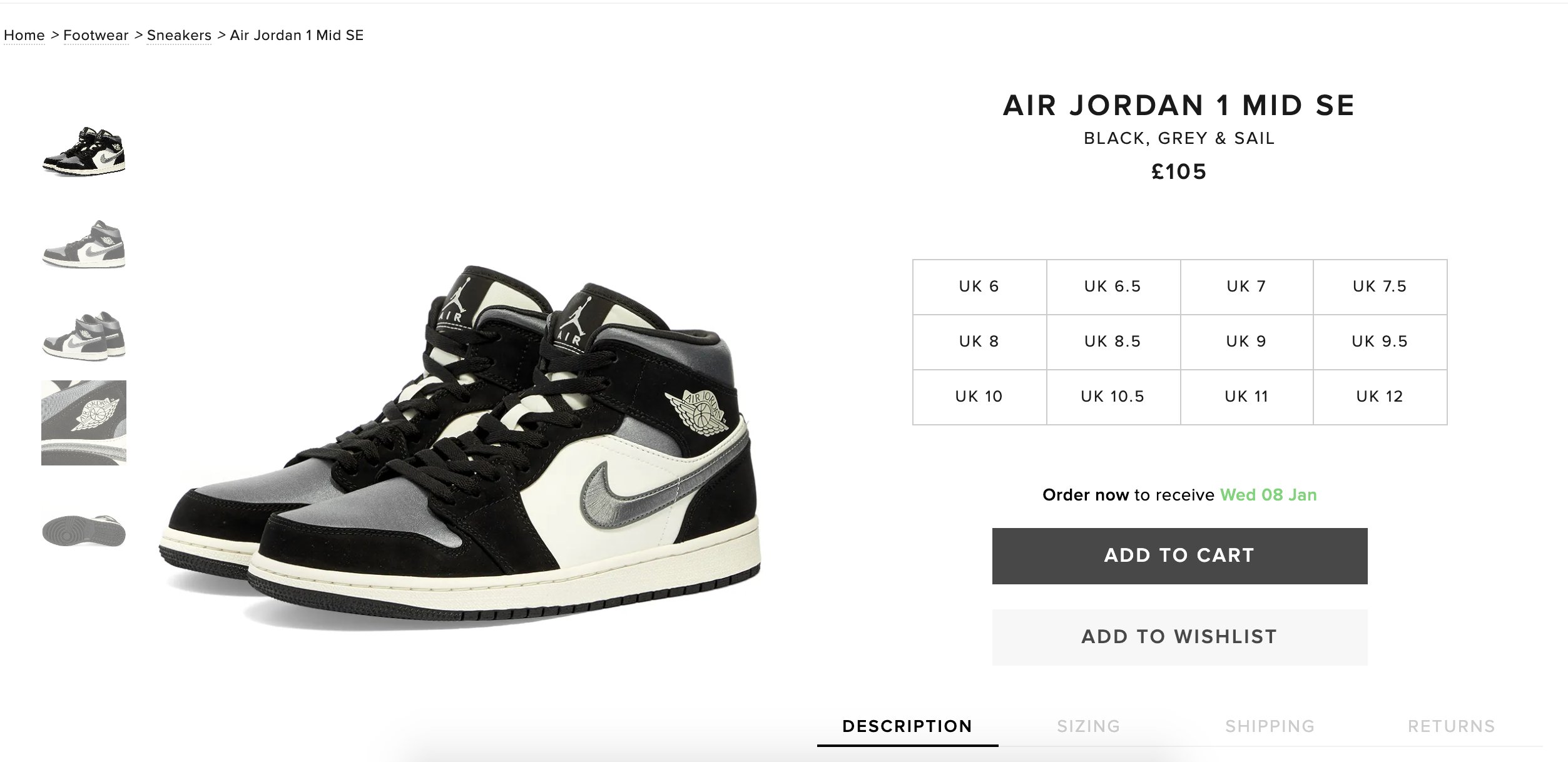 Air jordan 1 top mid satin grey toe