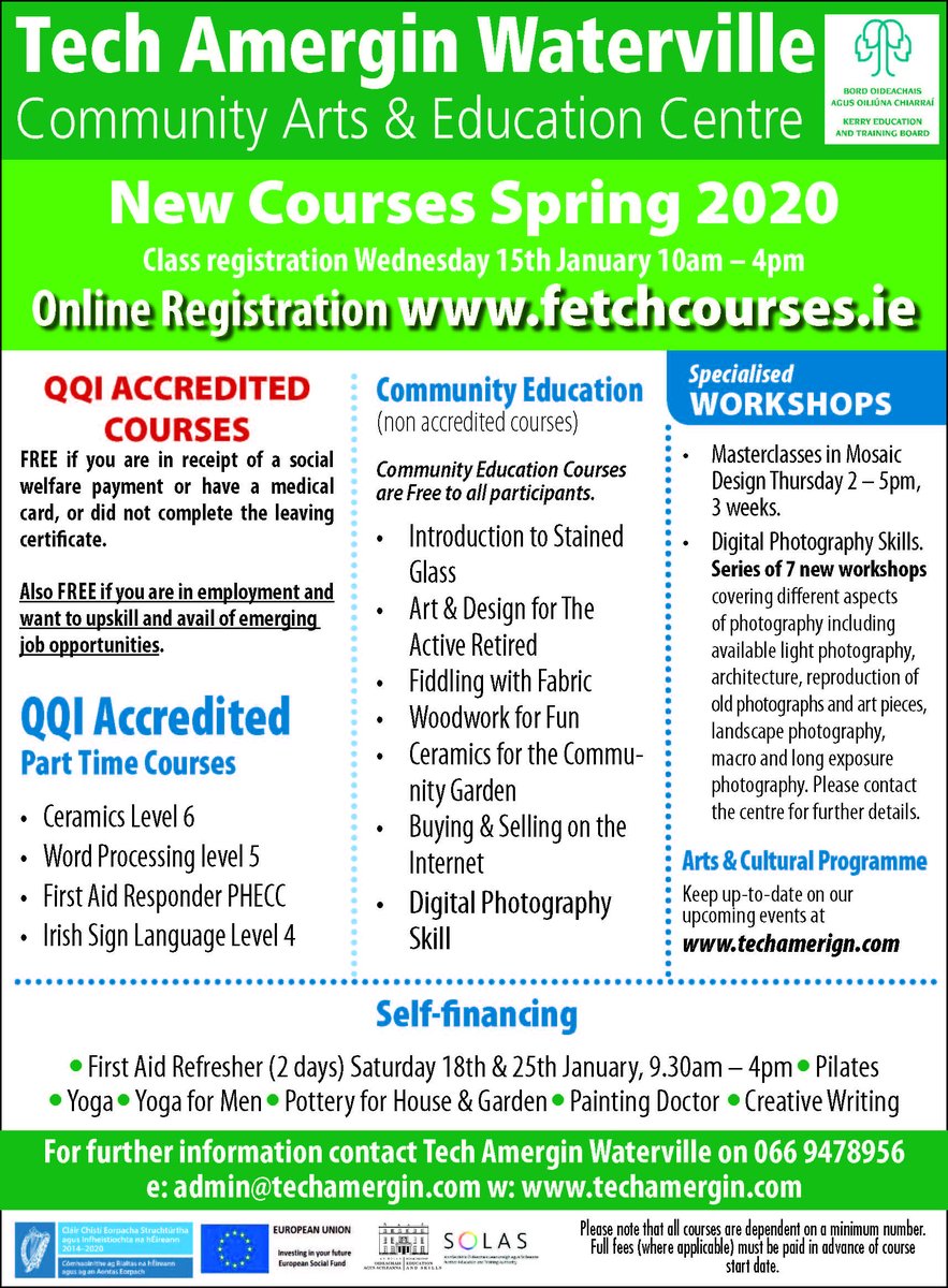 have a look at our new courses for spring 2020. online registration at fetchcourses.ie