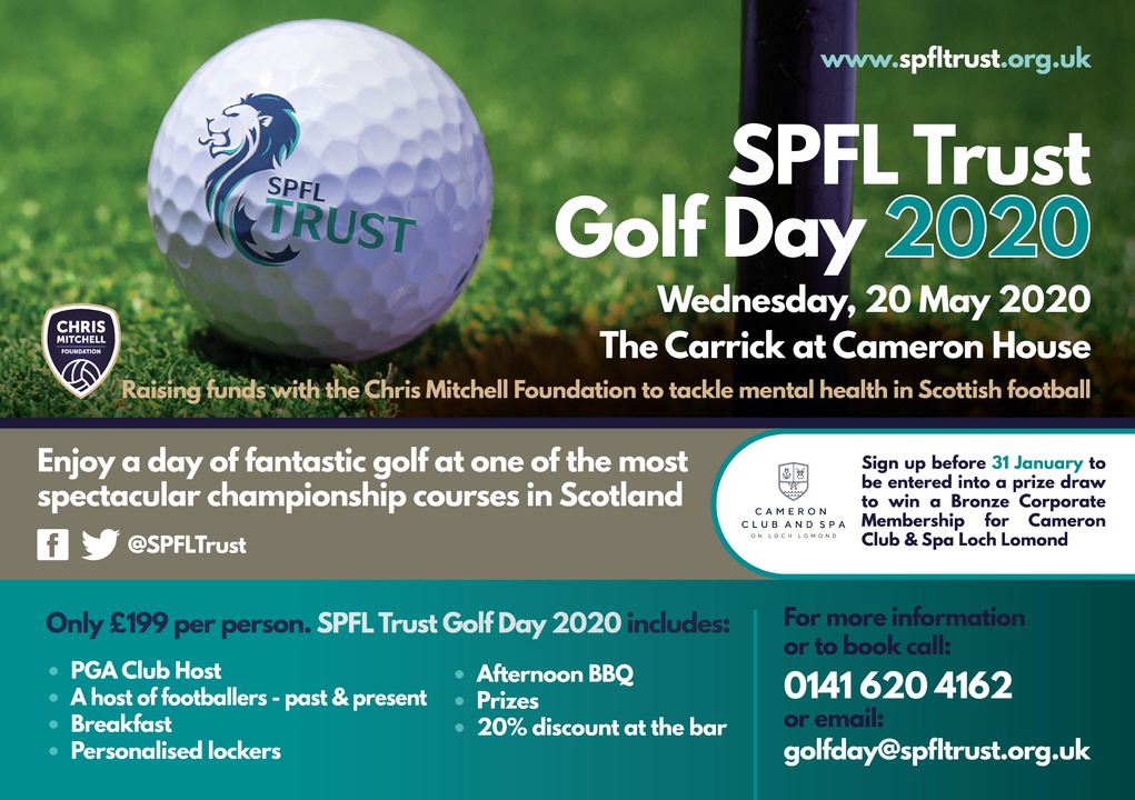 Our annual Golf Day will take place at @thecarrickgolf on 20 May 2020 and after pre-sales we have a small number places available. It's sure to be a crackerjack of a day, with the aim of raising funds with @CMFoundation_ to tackle mental health. ⛳ // spfltrust.org.uk/golf