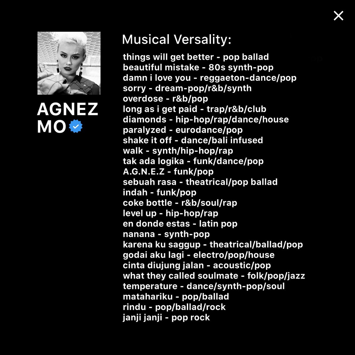 sourchun's tweet photo. locals said her taste in music always CHANGED. yes, cuz she's EVOLVED. that's why she’s named as one of the most versatile artist in music industry. Period. the part 1 &amp; part 2 video coming soon x @agnezmo https://t.co/mgaZyQRh2J