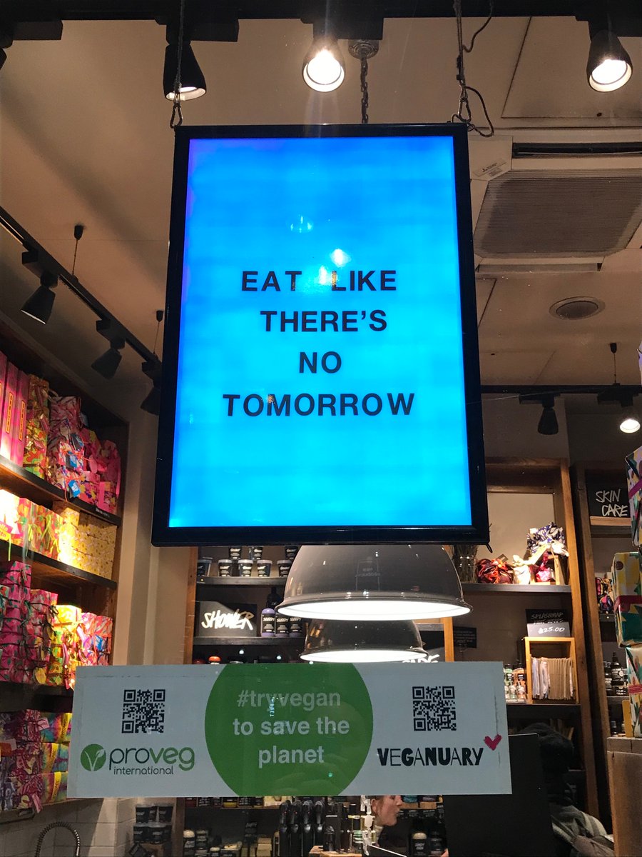 so good to see this in @LushLtd in partnership with @ProVeg_UK and @veganuary - this is in Waterloo station - getting the vegan message to millions of people!! #lush #vegan #eatliketheresnotomorrow #tryvegan #savetheplanet
