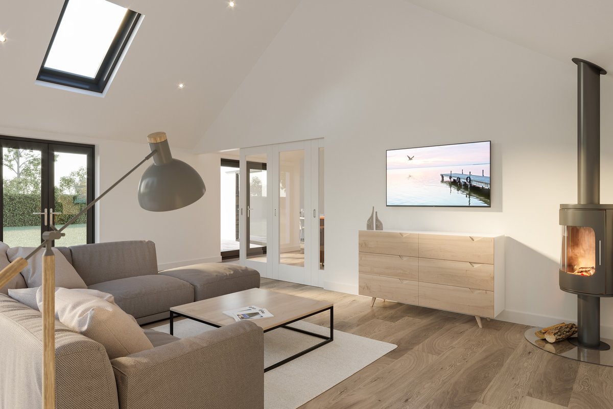 What a project and what a living space. Our client has transformed what was a typical bungalow property into a modern, open plan &amp; vast living space. Looking forward to seeing the finished product. #cgi #3dvisualisation #interiorcgi #coronarender #yorkshire