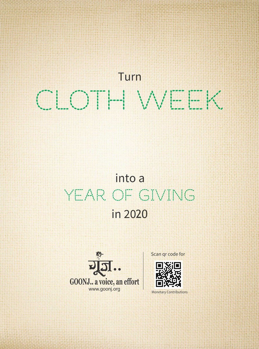 goonj's tweet photo. If you have been following #ClothWeek, today at the end of the week, the best way to take it forward is by turning 2020 into a #YearOfGiving. Simply pledge to give mindfully and selflessly.
https://t.co/6a3drFakYG
#Goonj #Contribute https://t.co/rEgNM9dCse