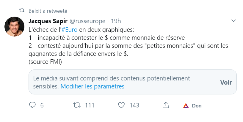 Frexit_Memes's tweet photo. Twitter a tout compris: 
"le média suivant comprend des contenus potentiellement sensibles" merci @russeurope 
https://t.co/5i0mi1TaHs
#frexit #sortiedeleuro https://t.co/qA9HeckvSD