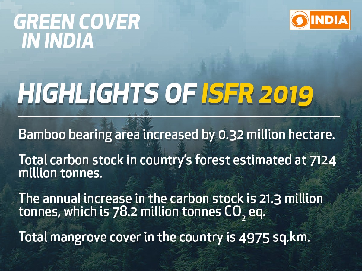 DDIndialive's tweet image. Total Forest and Tree Cover has rose to 24.56% of the total geographical area of the country. 
#IndiaStateofForestReport #ISFR #isfr2019