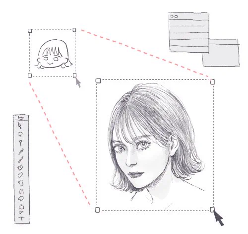 フォトショの新機能でオブジェクトのコーナーハンドルをドラッグするとイラストのタッチが デフォルメ←→リアル と調整出来る様になって『いやぁ〜便利になったもんだ〜』って夢見た 