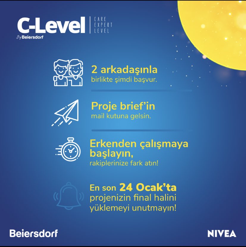 iuiktisatkulubu's tweet photo. “Yaratıcılığımla pazarlama dünyasına yön veririm” diyen 2., 3., 4. sınıflar, NIVEA Beiersdorf sizi yeni marka yarışmasına davet ediyor! Ekibinle sürpriz ödüller kazanmak ve Beiersdorf ekibine katılma fırsatı için hemen başvur
👉 https://t.co/avDOgonq1j #CareExpertLevel #NIVEASun https://t.co/QKnhKnutSD