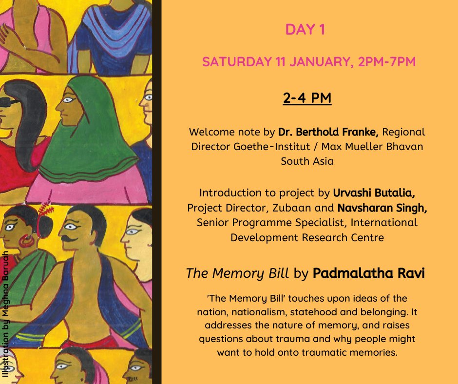 ZubaanBooks's tweet photo. Here is the schedule for Day 1! @IDRCinAsia @GI_MMB_Delhi #art #photography #performance #resistance #documentary #film #theatre https://t.co/dvzjINjXhW