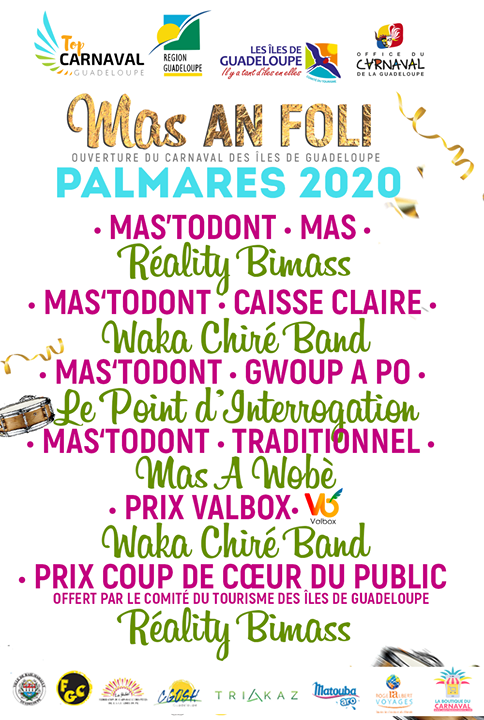 masanfoli's tweet photo. Toute l'équipe de l'association Top Carnaval Guadeloupe vous remercie d'avoir répondu à l'invitation de la troisième édition du #MasAnFoli. Bravo et merci à chacun des groupes qui nous ont fait confiance en prenant part à l'ouverture du Carnaval des îles… https://t.co/pDz5rhnaNu https://t.co/5Erak4gkc6