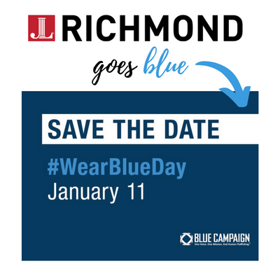 jlrichmondva's tweet photo. January 11th is National Wear Blue Day to raise awareness Human Trafficking Awareness Month. This year, join the movement. #WearBlue #DontBeBlind #abolishmovement #humantraffickingawarenessmonth #JLRichmond https://t.co/B5AARahyQa